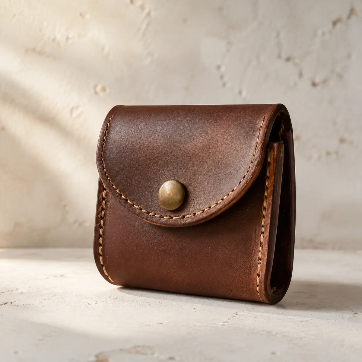 Monedero de cuero con broche