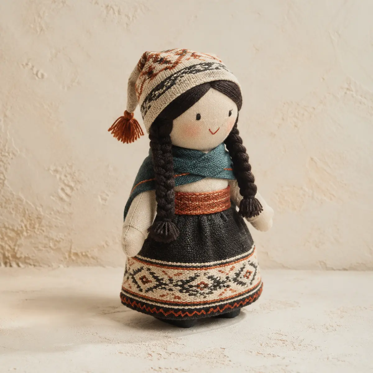 Muñeca de tela tejida